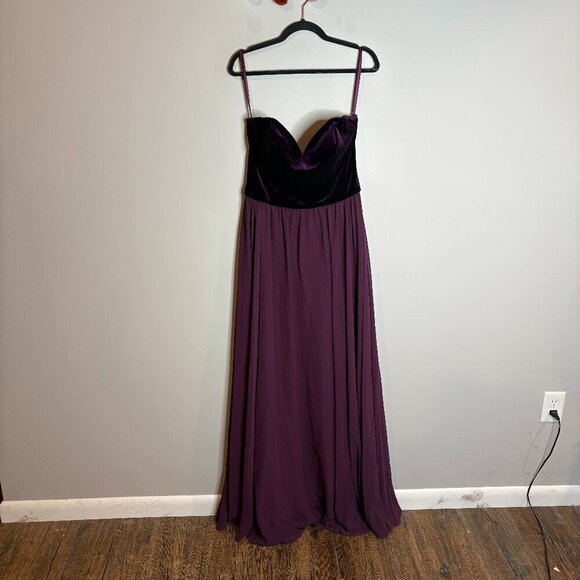 Morilee by Madeline Gardner Bridesmaids 21540 Strapless Velvet dress in Plum - Picture 2 of 6